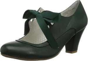 Women's WIGGLE-32 Pump, Dark Green Faux Leather, 10 M US