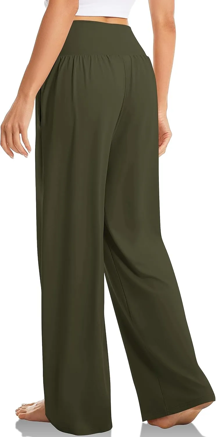 Womens Yoga Sweatpants Crossover High Waisted Casual Loose Sweatpants Comfy Straight Leg Athletic Pants with Pockets