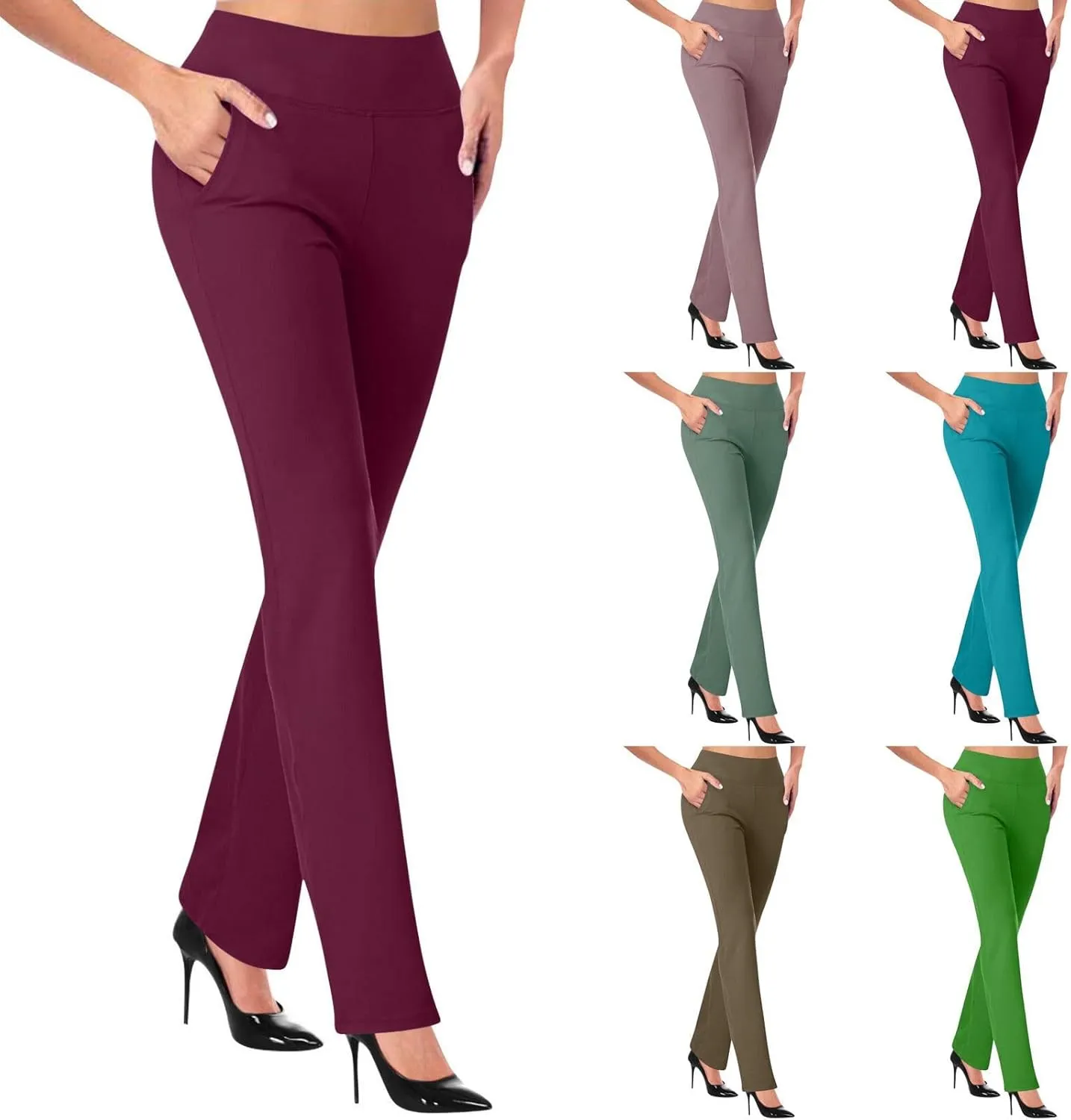 Work Pants for Women 2025 High Waist Stretch Soft Comfy Athletic Workout Yoga Dressy Pants Casual Business Trousers