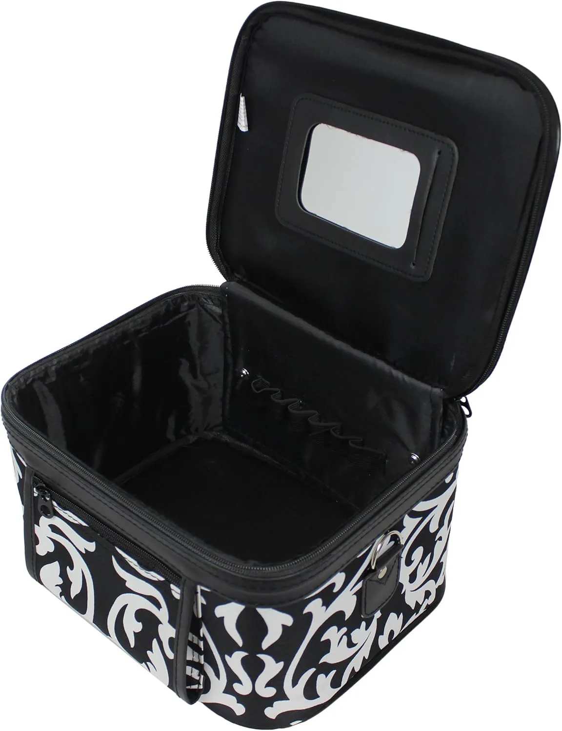 World Traveler Women's 2-Piece Cosmetic Case Set, Greek Key H Black White
