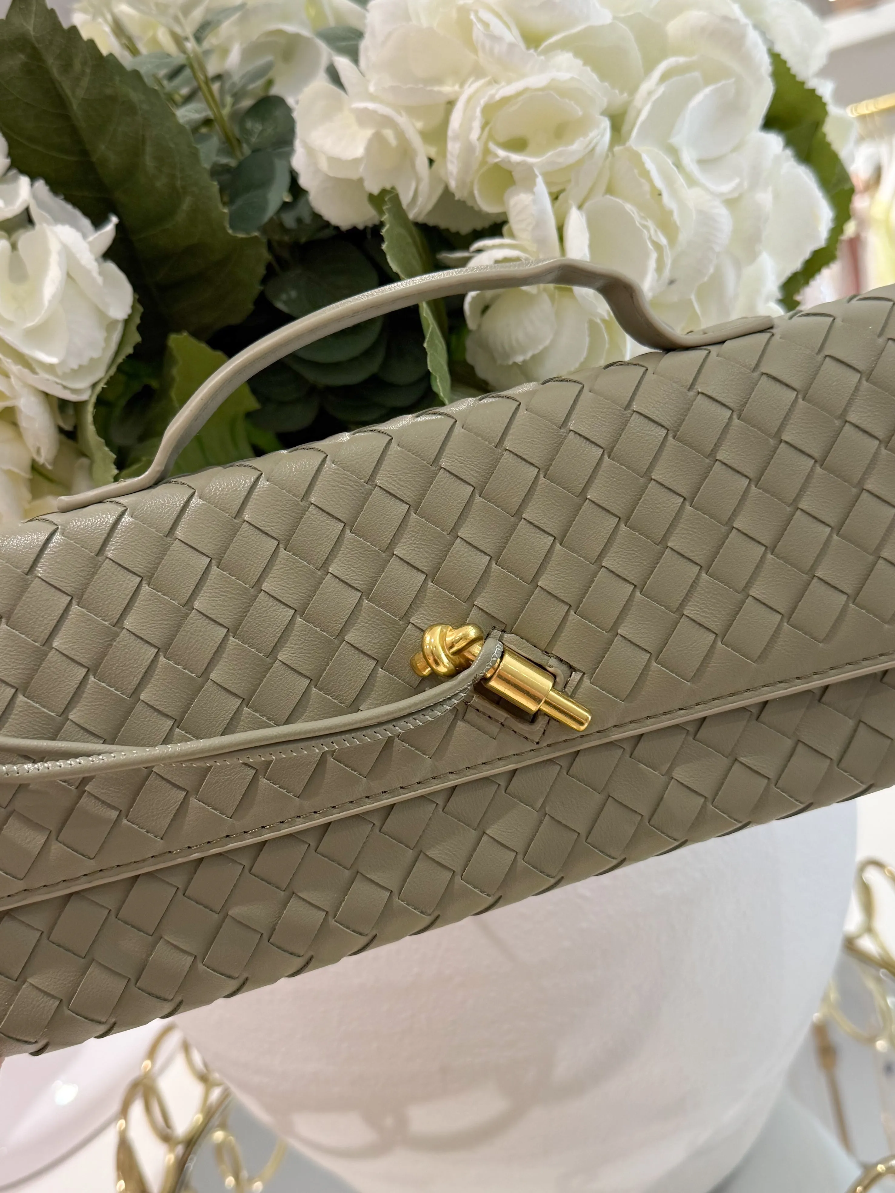 Woven Rectangle Envelope Gold Rod Fasten Clutch Bag (5 Colours)