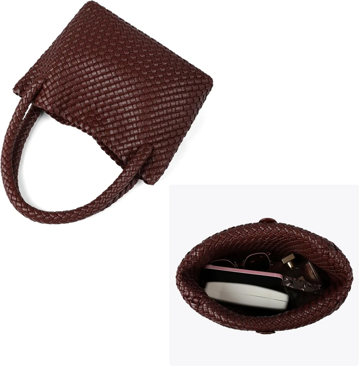 Woven Tote bag & Clutch Set for Women,-Birthday Gift Teachers, Beach Travel Bag with Magnetic Closure