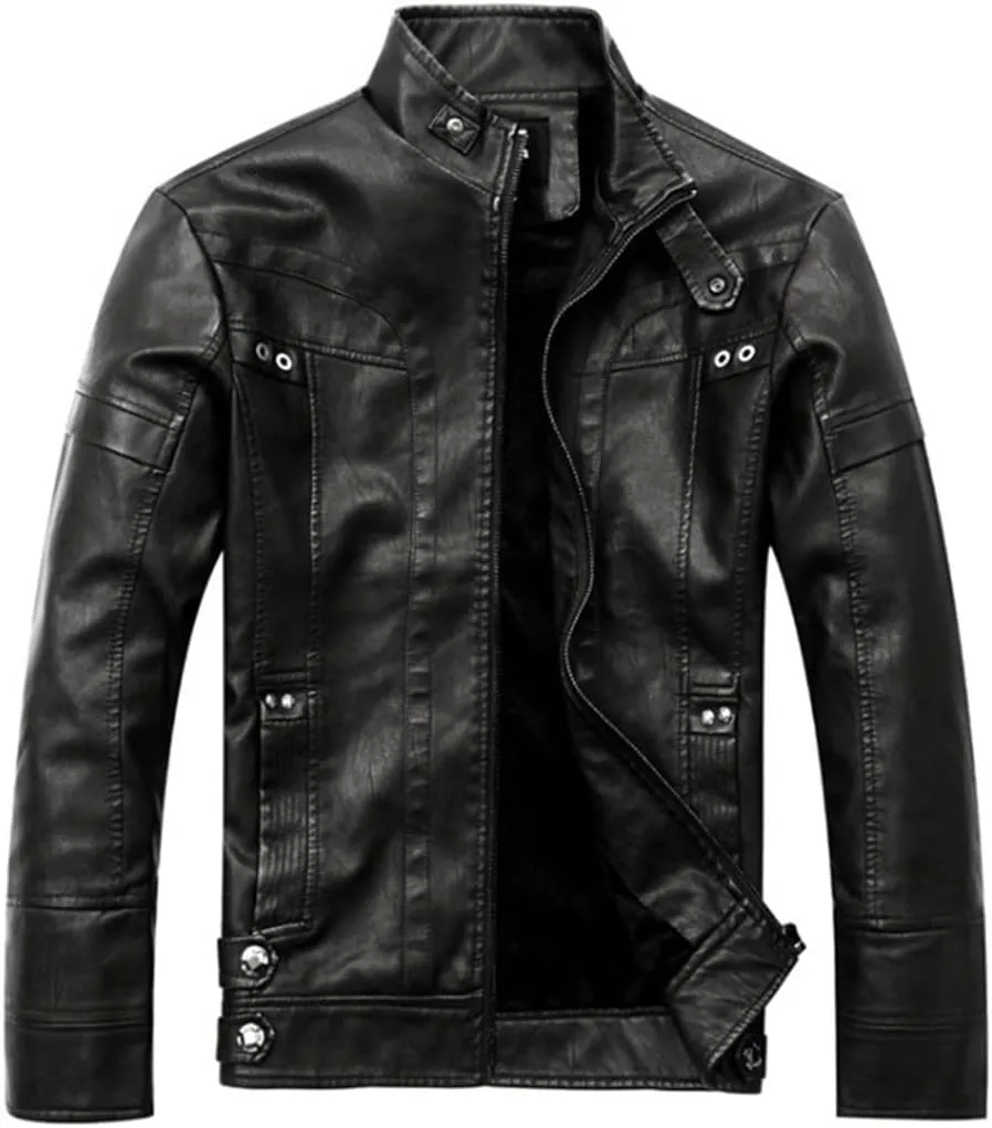 Wvapzxx Motorcycle Leather Jackets Men Classic Slim Fit Suede Jacket Casual Outwear
