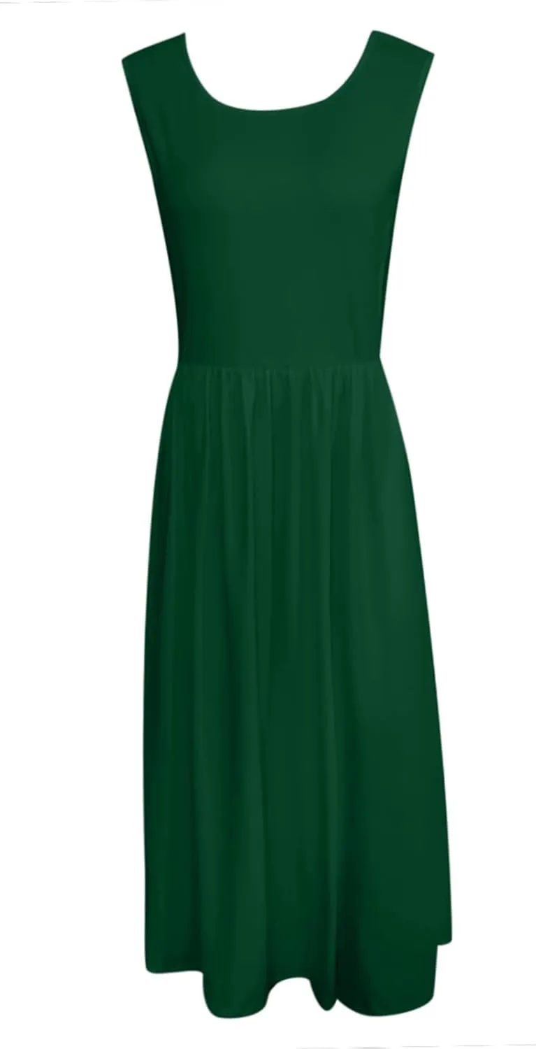 WYTong Women's Summer Tank Midi Dress 2025 Sleeveless Tank Midi Dresses with Pockets Casual A Line Flowy Dress