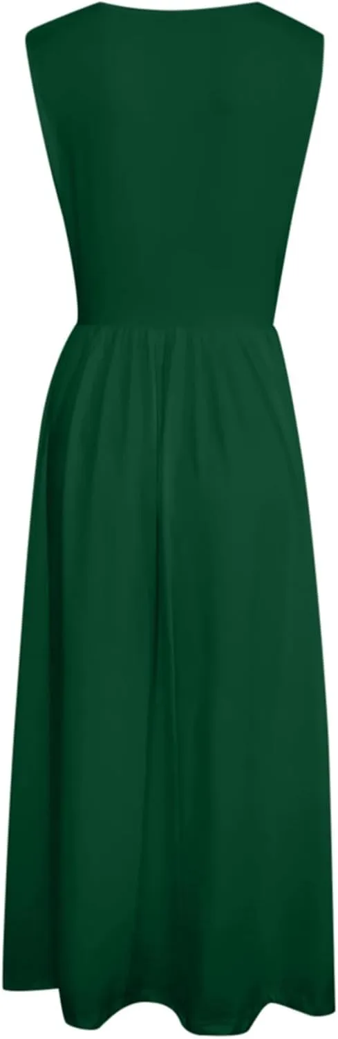 WYTong Women's Summer Tank Midi Dress 2025 Sleeveless Tank Midi Dresses with Pockets Casual A Line Flowy Dress