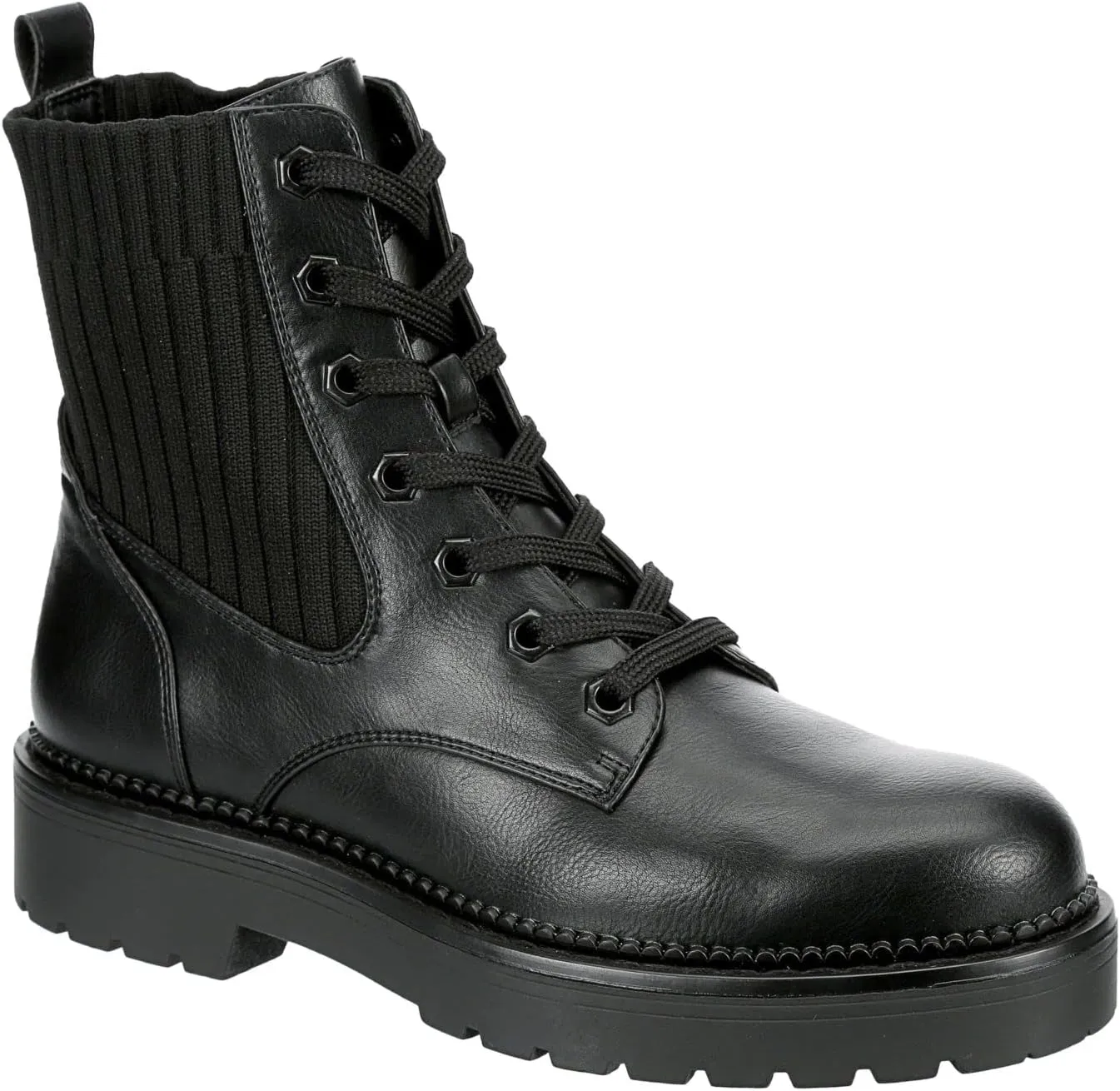 XAPPEAL Hannah - Women's Faux Leather Lace up Chunky Platform Combat Boot Black