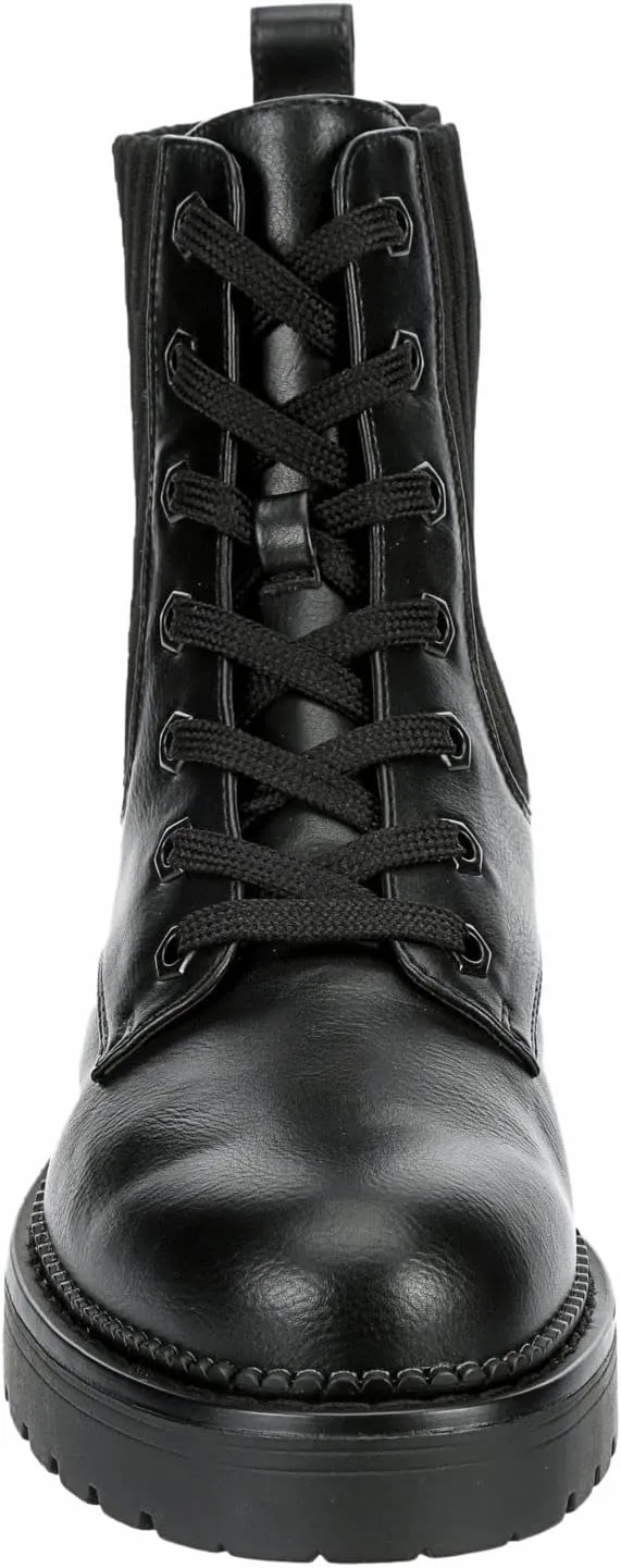 XAPPEAL Hannah - Women's Faux Leather Lace up Chunky Platform Combat Boot Black