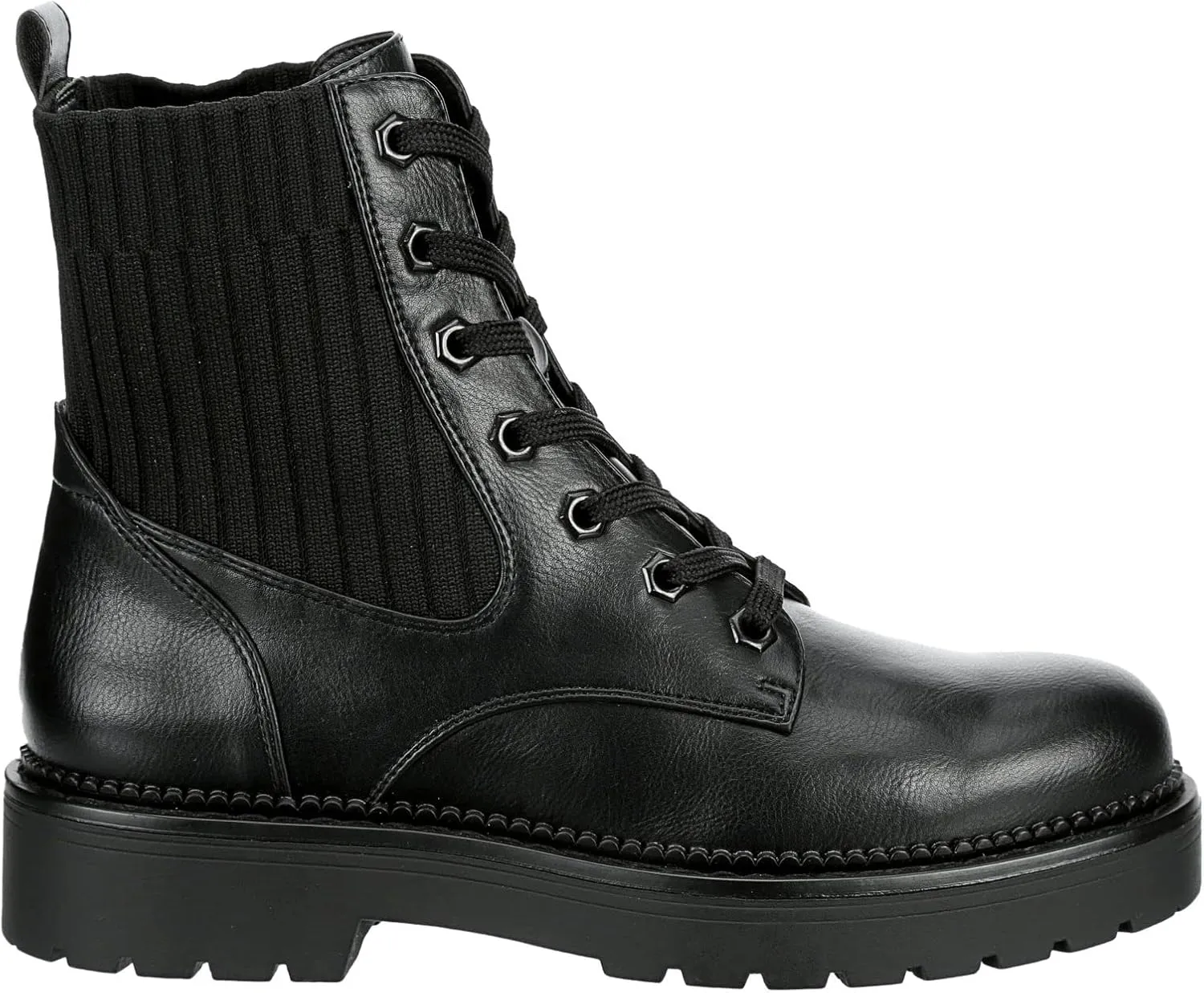XAPPEAL Hannah - Women's Faux Leather Lace up Chunky Platform Combat Boot Black