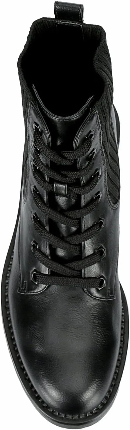 XAPPEAL Hannah - Women's Faux Leather Lace up Chunky Platform Combat Boot Black