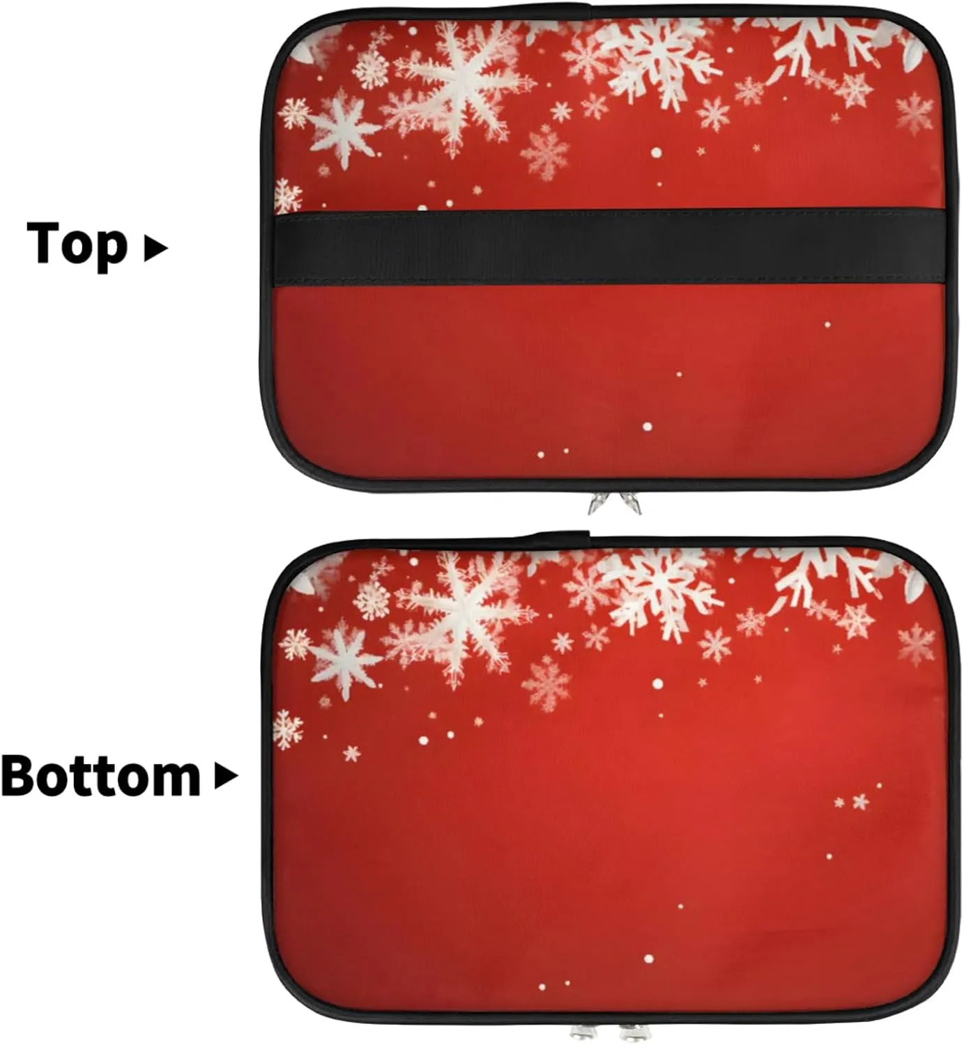 Xmas Snowflakes Makeup Bag Large Opening Cosmetic Bag Portable Makeup Case Organizer Toiletry Bags for Women Daily Traveling With Handle Grids Smooth Zipper Divider Makeup Pouch