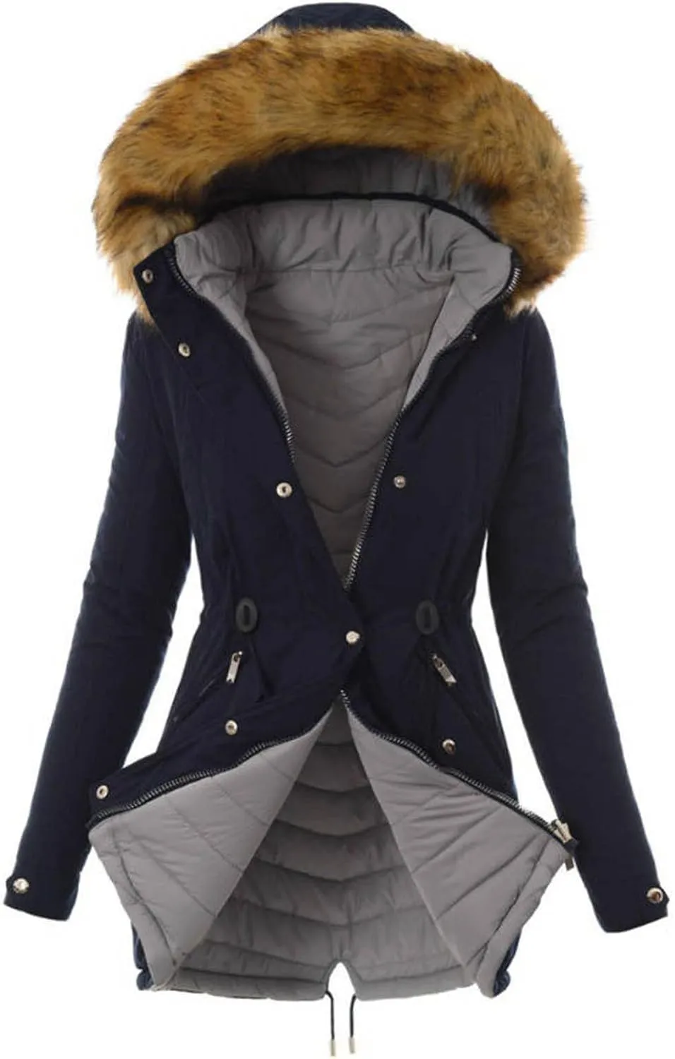 XUNRYAN Winter Coats for Women Warm Sherpa Fleece Jacket Weighted Parka Thick Ski Coat Slim Fit Mountain Windbreaker Outwear
