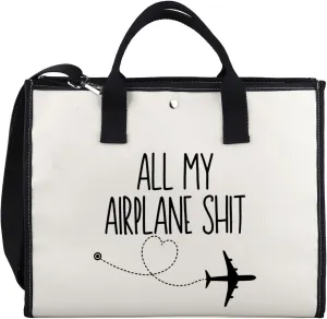 XYANFA All My Airplane Sh*t Accessory Pouch Traveler Makeup Bag Charger Pouch Flight Attendant Cosmetic Bag (AIRPLANE SH*T tote bag)