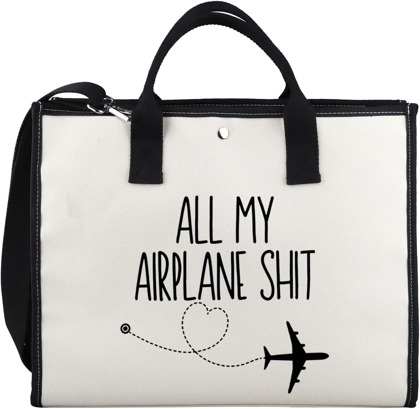 XYANFA All My Airplane Sh*t Accessory Pouch Traveler Makeup Bag Charger Pouch Flight Attendant Cosmetic Bag (AIRPLANE SH*T tote bag)