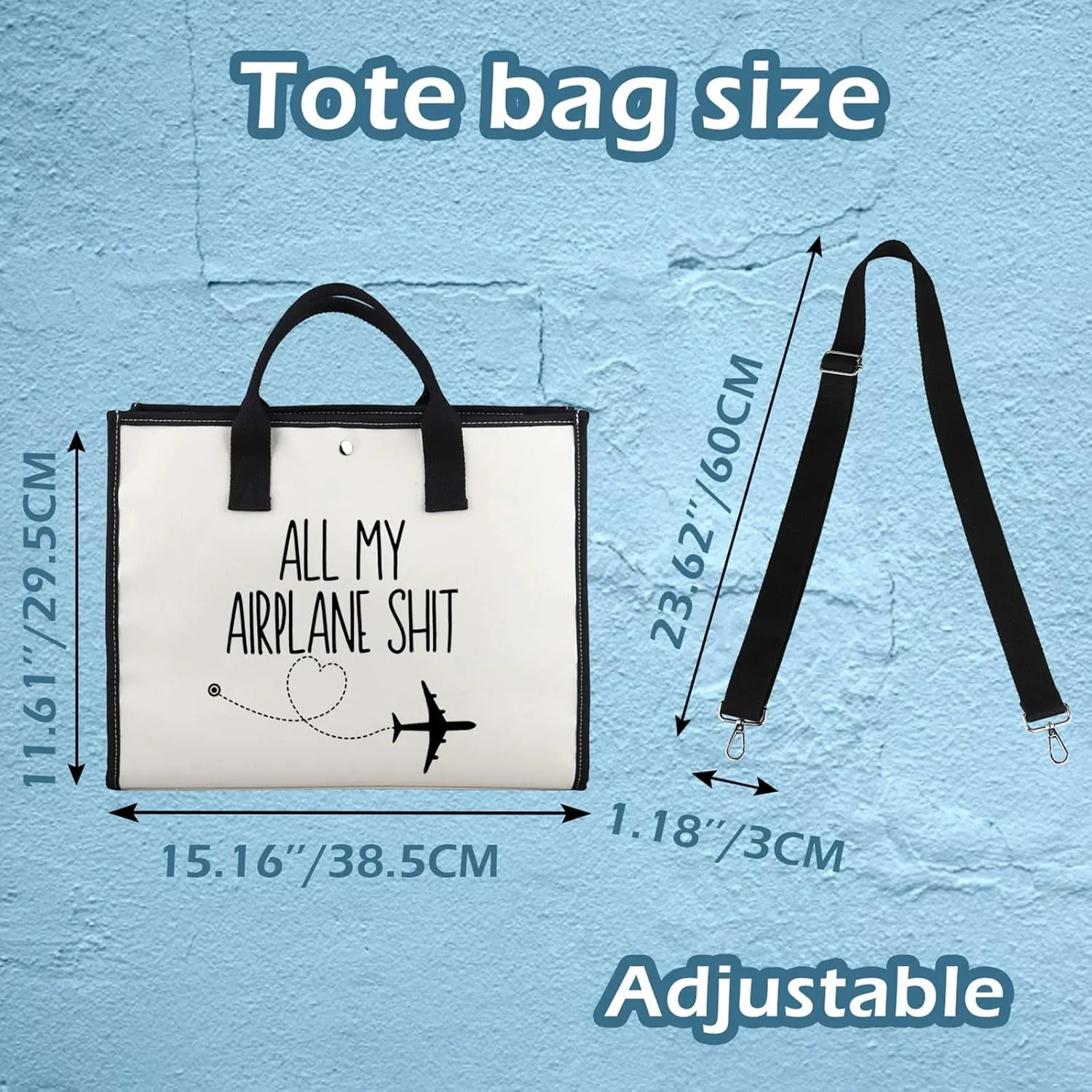 XYANFA All My Airplane Sh*t Accessory Pouch Traveler Makeup Bag Charger Pouch Flight Attendant Cosmetic Bag (AIRPLANE SH*T tote bag)