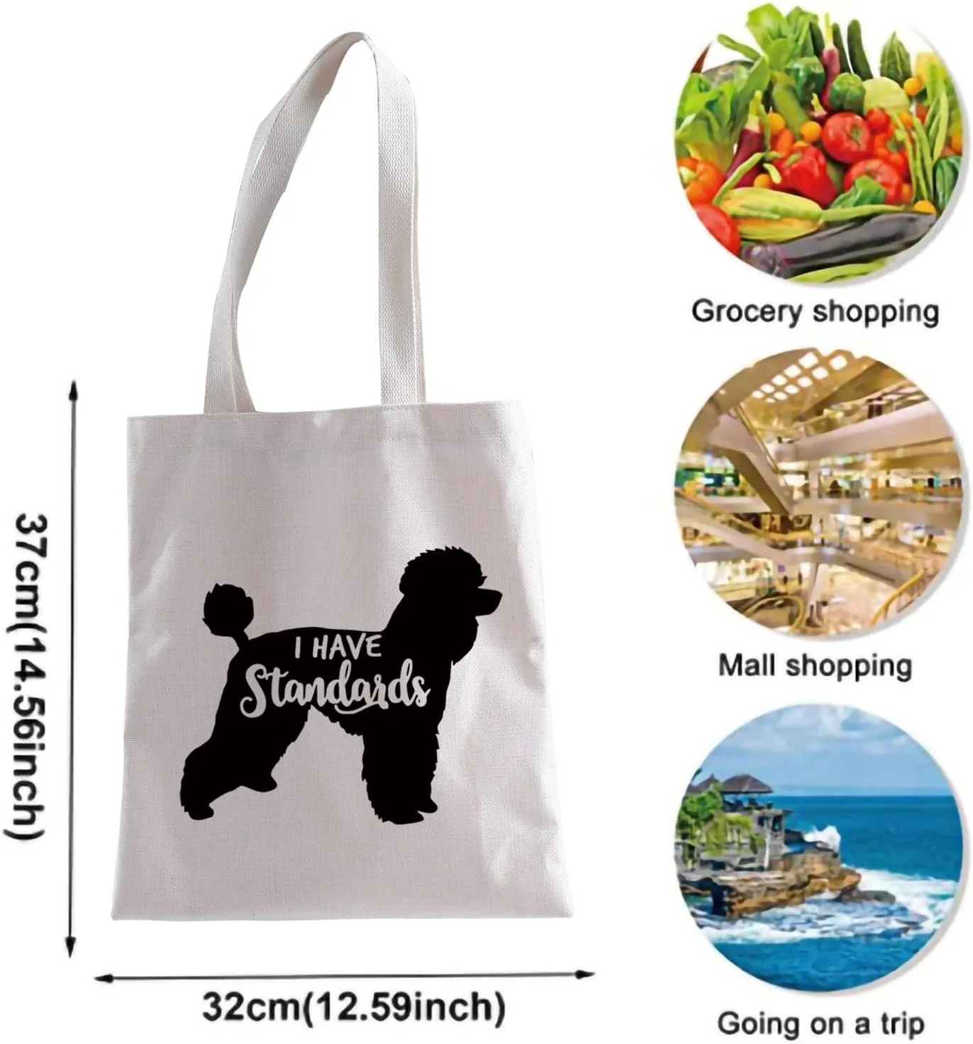 XYANFA I Have Standards Poodle Makeup Bag - Poodle Mama Mom Gift, Dog Lover Standard Zipper Pouch (I HAVE Standards Tote)