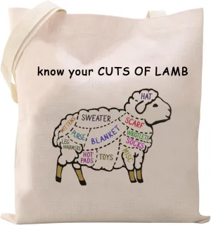 XYANFA Lamb Knitting Tote Bag - Gift for Knitter & Sheep Lover