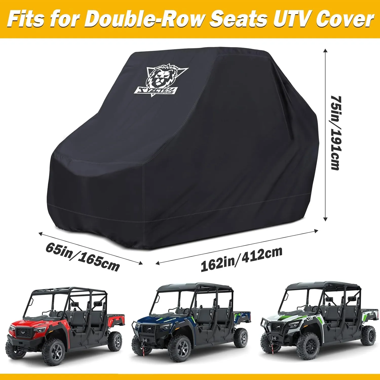XYZCTEM UTV Cover with Heavy Duty Black Oxford Waterproof Material, 158.10" x 62.06" x 75.20" (402 158 191cm) Included Storage Bag. Protects UTV from Rain, Hail, Dust, Snow, and Sun (4-6 Seater)