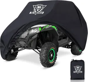 XYZCTEM UTV Cover with Heavy Duty Black Oxford Waterproof Material, 158.10" x 62.06" x 75.20" (402 158 191cm) Included Storage Bag. Protects UTV from Rain, Hail, Dust, Snow, and Sun (4-6 Seater)