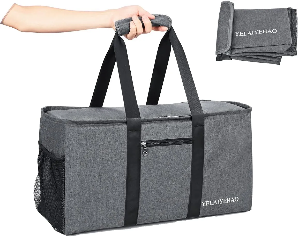 YELAIYEHAO Large Utility Tote Bag with lid, Foldable Collapsible Tote