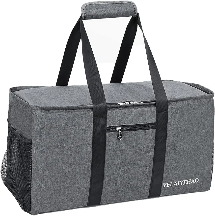 YELAIYEHAO Large Utility Tote Bag with lid, Foldable Collapsible Tote