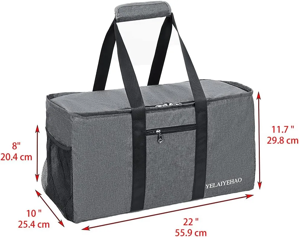 YELAIYEHAO Large Utility Tote Bag with lid, Foldable Collapsible Tote