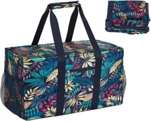 YELAIYEHAO Large Utility Tote Bag with lid, Foldable Collapsible Tote