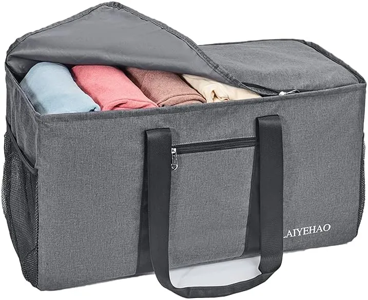 YELAIYEHAO Large Utility Tote Bag with lid, Foldable Collapsible Tote