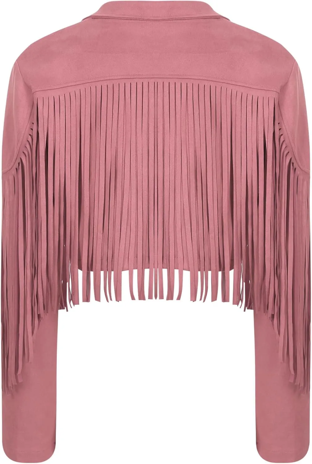 YiZYiF Women's Fringe Faux Suede Leather Jackets Fashion Cowgirl Tassel Motorcycle Cropped Coats