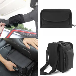 YOCTM 2-PACK Under Seat Storage Bag Roll Bar Sunglasses Holder Organizers Compatible With Jeep Wrangler JK JL 2018 2019 2020 2021 2022 2023 2024 2025 Interior Accessories Extra Storage Black Oxford