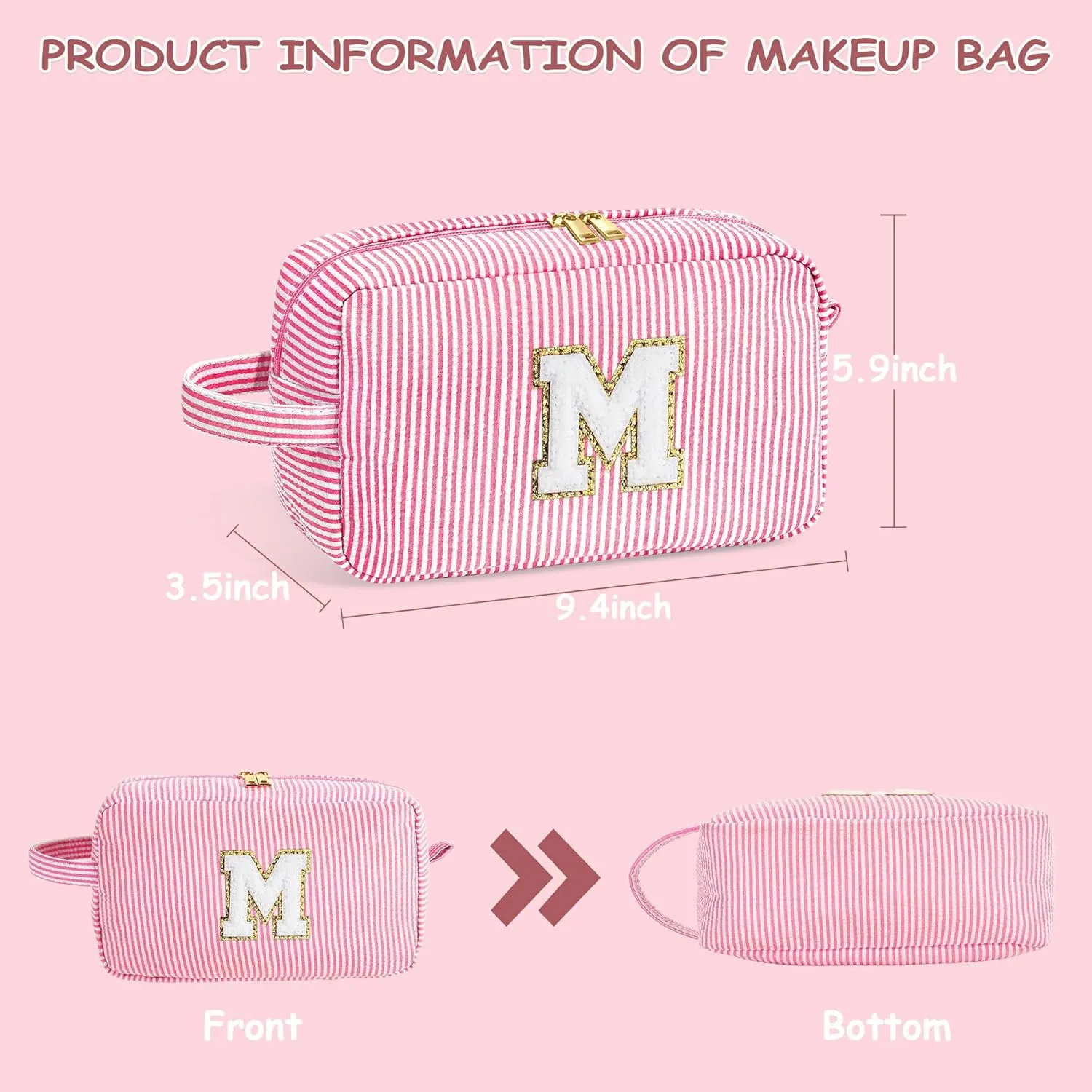 YOOLIFE Mothers Day Gifts for Women - Initial Makeup Bag, Birthday Gifts for Women Mom Sister Friend Daughter Teen Girls