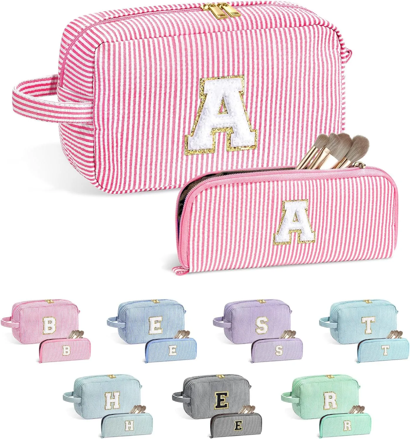 YOOLIFE Mothers Day Gifts for Women - Initial Makeup Bag, Birthday Gifts for Women Mom Sister Friend Daughter Teen Girls