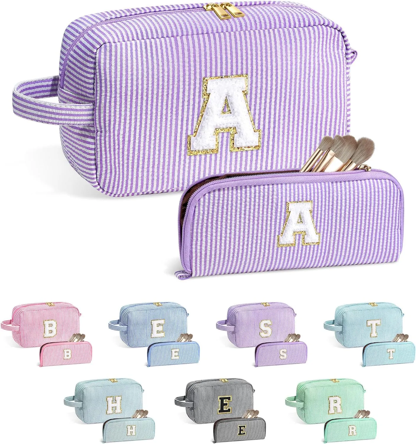 YOOLIFE Mothers Day Gifts for Women - Initial Makeup Bag, Birthday Gifts for Women Mom Sister Friend Daughter Teen Girls