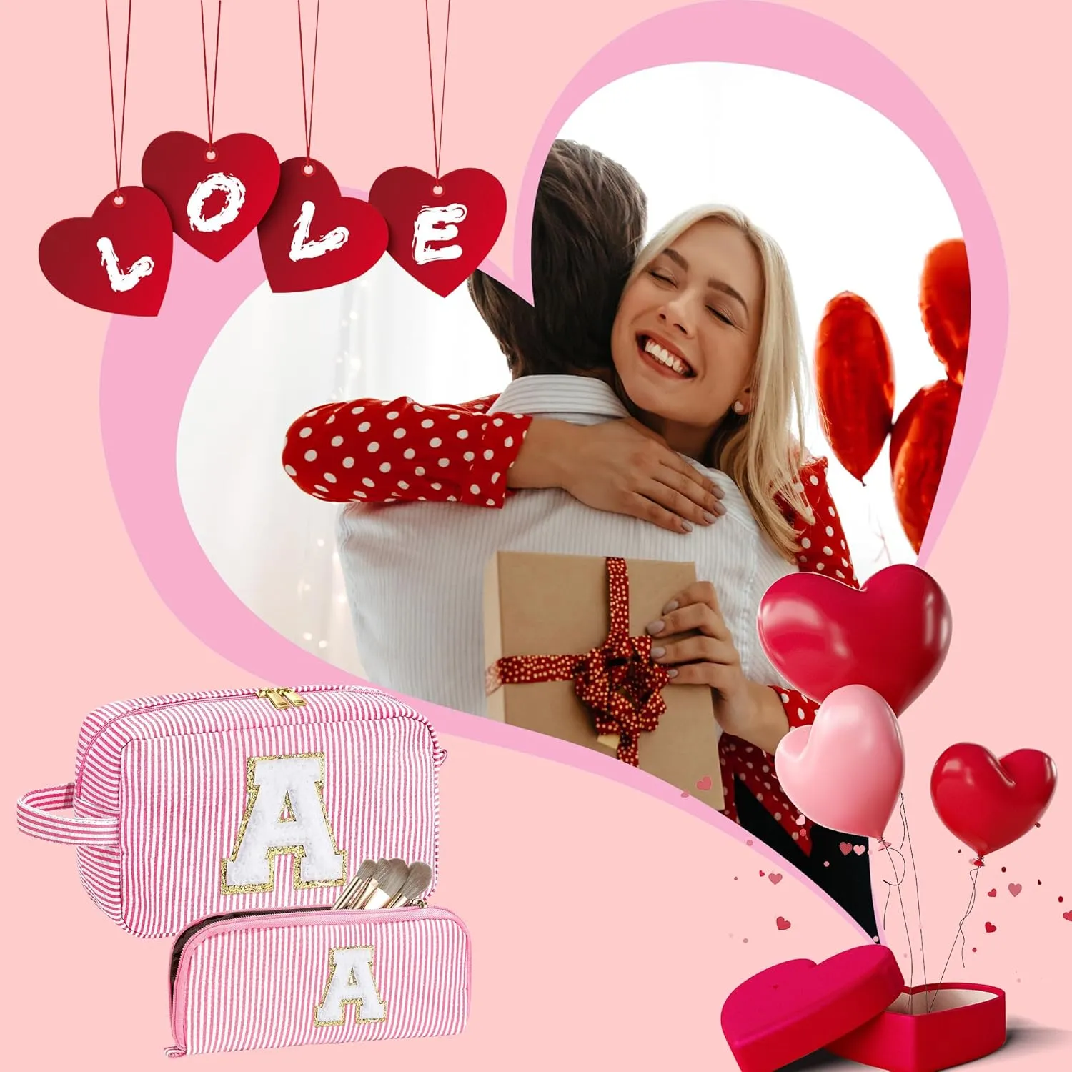 YOOLIFE Mothers Day Gifts for Women - Initial Makeup Bag, Birthday Gifts for Women Mom Sister Friend Daughter Teen Girls
