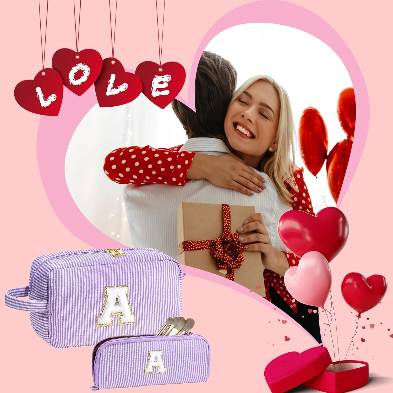 YOOLIFE Mothers Day Gifts for Women - Initial Makeup Bag, Birthday Gifts for Women Mom Sister Friend Daughter Teen Girls