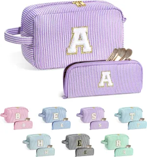 YOOLIFE Mothers Day Gifts for Women - Initial Makeup Bag, Birthday Gifts for Women Mom Sister Friend Daughter Teen Girls