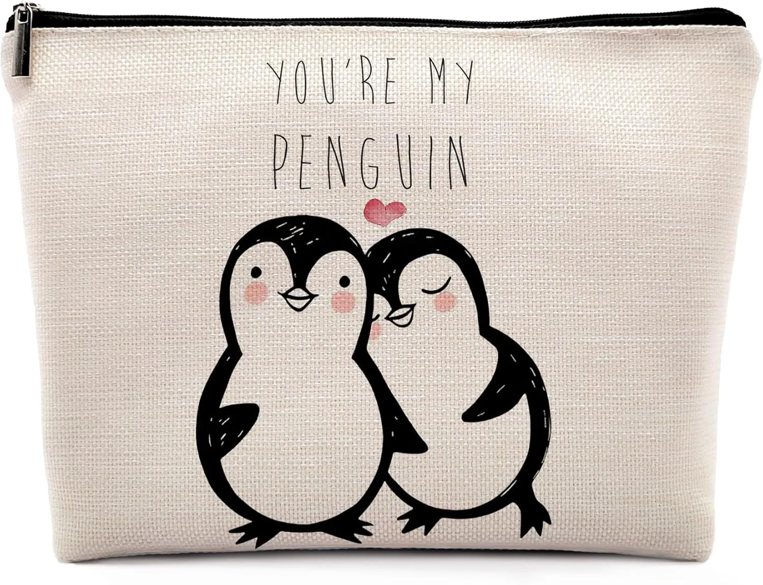 You are My Penguin Cosmetic Bag, Cute Southern Animal Makeup Bag Zipper Cosmetic Pouch Bag Travel Linen Makeup Organizer, Penguin Themed Wedding Gifts for Women Couple Girlfriend
