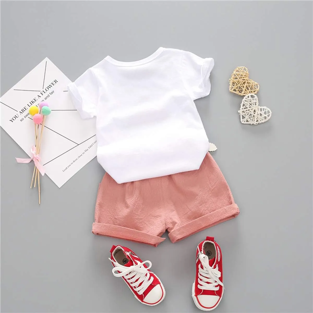 YOUNGER TREE Toddler Baby Girls Clothes Watermelon T-shirt   Linen Shorts with Belt Cute Summer Short Set