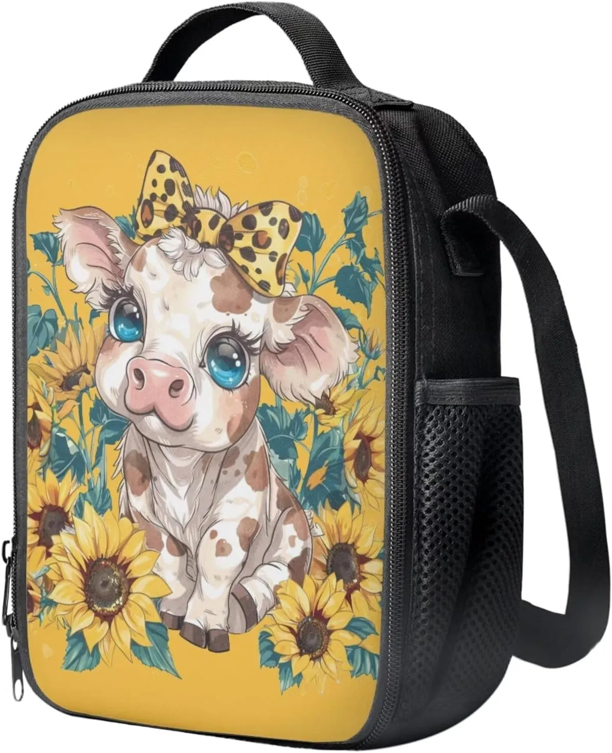 Ystardream 1St Grade Backpack Girls Cow Girls Backpack And Lunch Box Set Kids Backpack Purse for Yellow Elementary School Bookbag with Pencil Case Rucksack for Teens Child Back To School