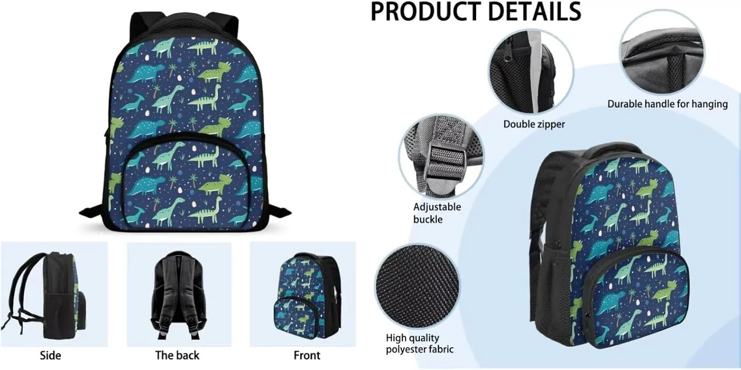 Ystardream Cartoon Dinosaur Backpack for Kids 3-5 Toddler Backpacks for Boys 2-4 With Lunchbox Kindergarten Backpack for Girls Waterproof School bag Backpack 12inch 3-in-1 Set