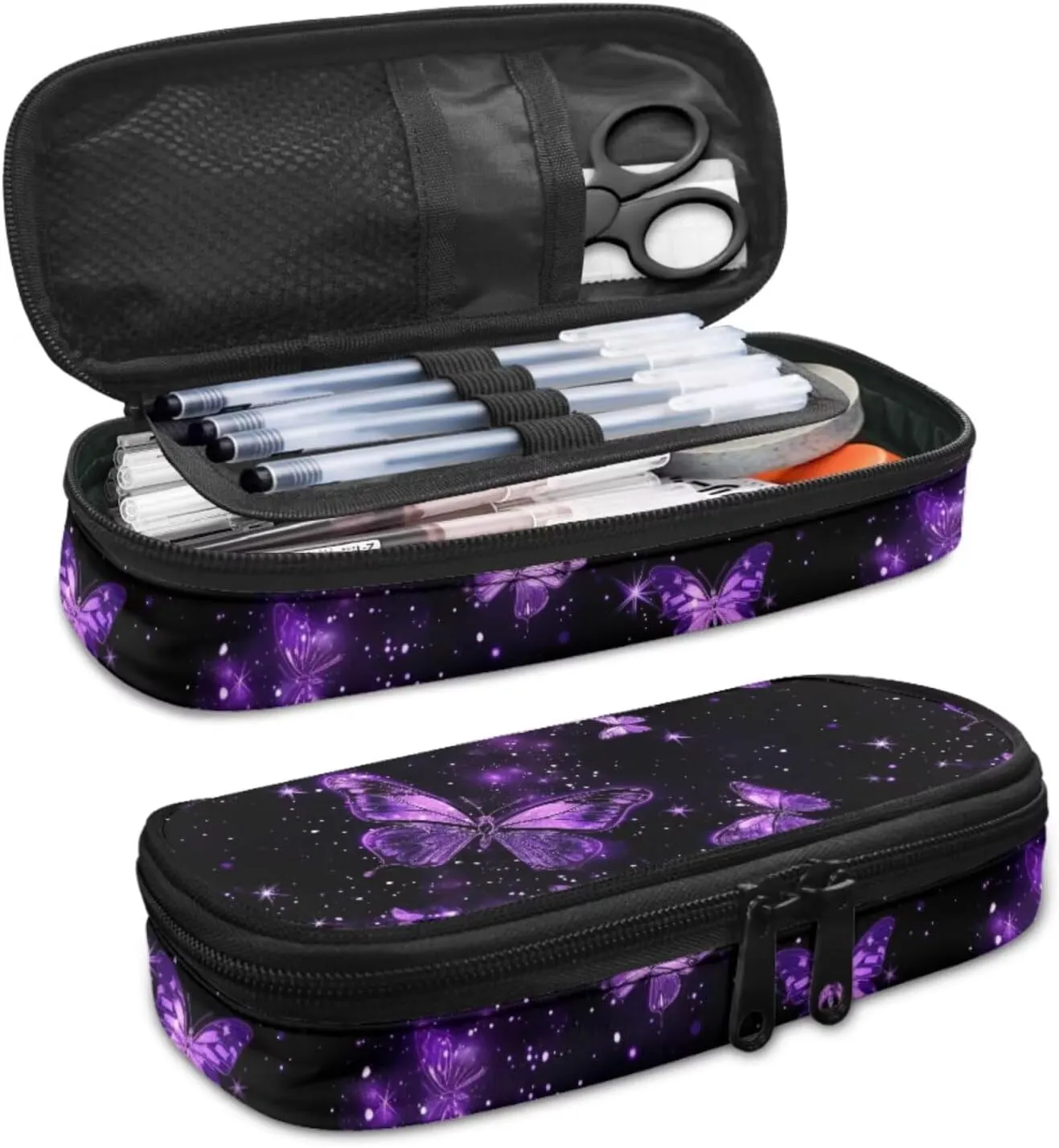 Ystardream Purple Butterfly Backpack With Lunch Box Kids Girls Boys Bookbag 10-12 Years Old 17 Inch Laptop Backpack for Women,School Backpack for Girls/Boys,Cool School Bags for Children Teens