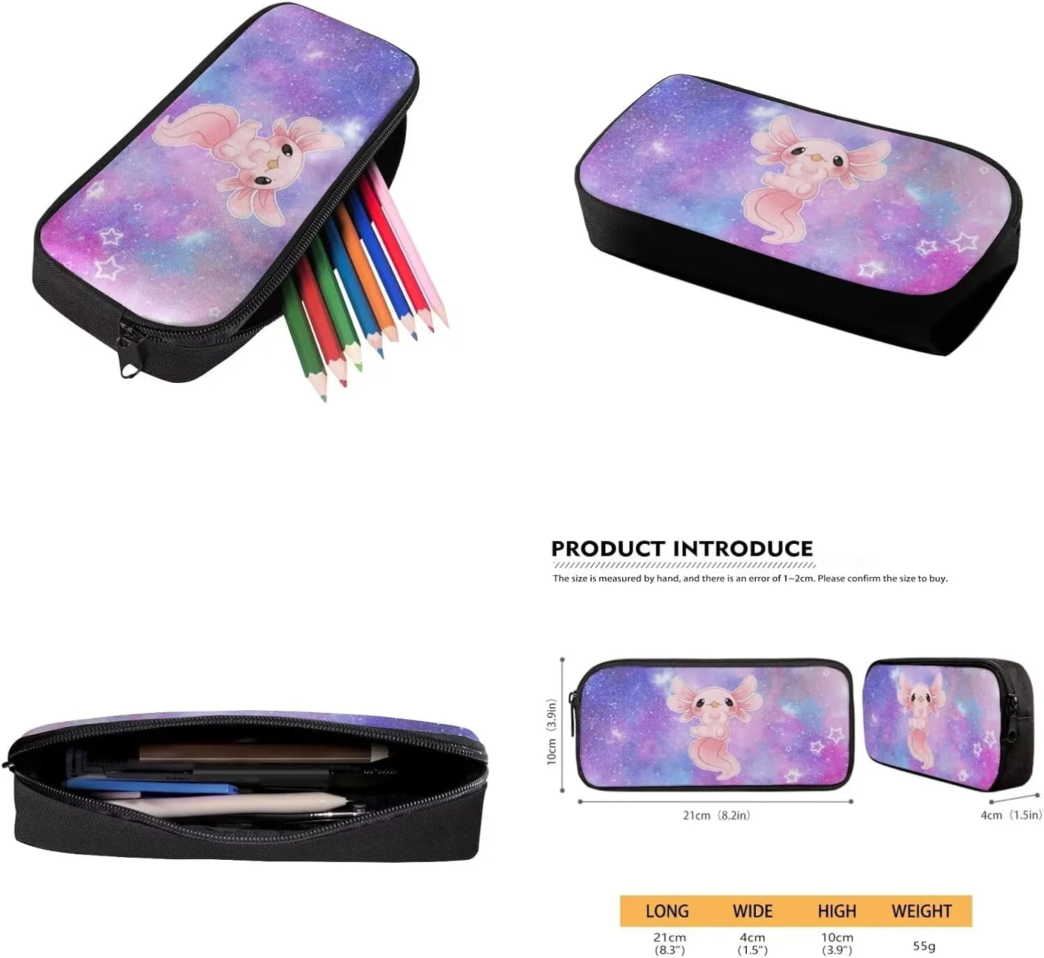 Ystardream School Bags for Girls 10-12 Axolotl Backpack With Lunch Box Pencil Case 4 Pcs Set Bookbag Laptop Backpack for Kids Boys Preschool Purple Galaxy