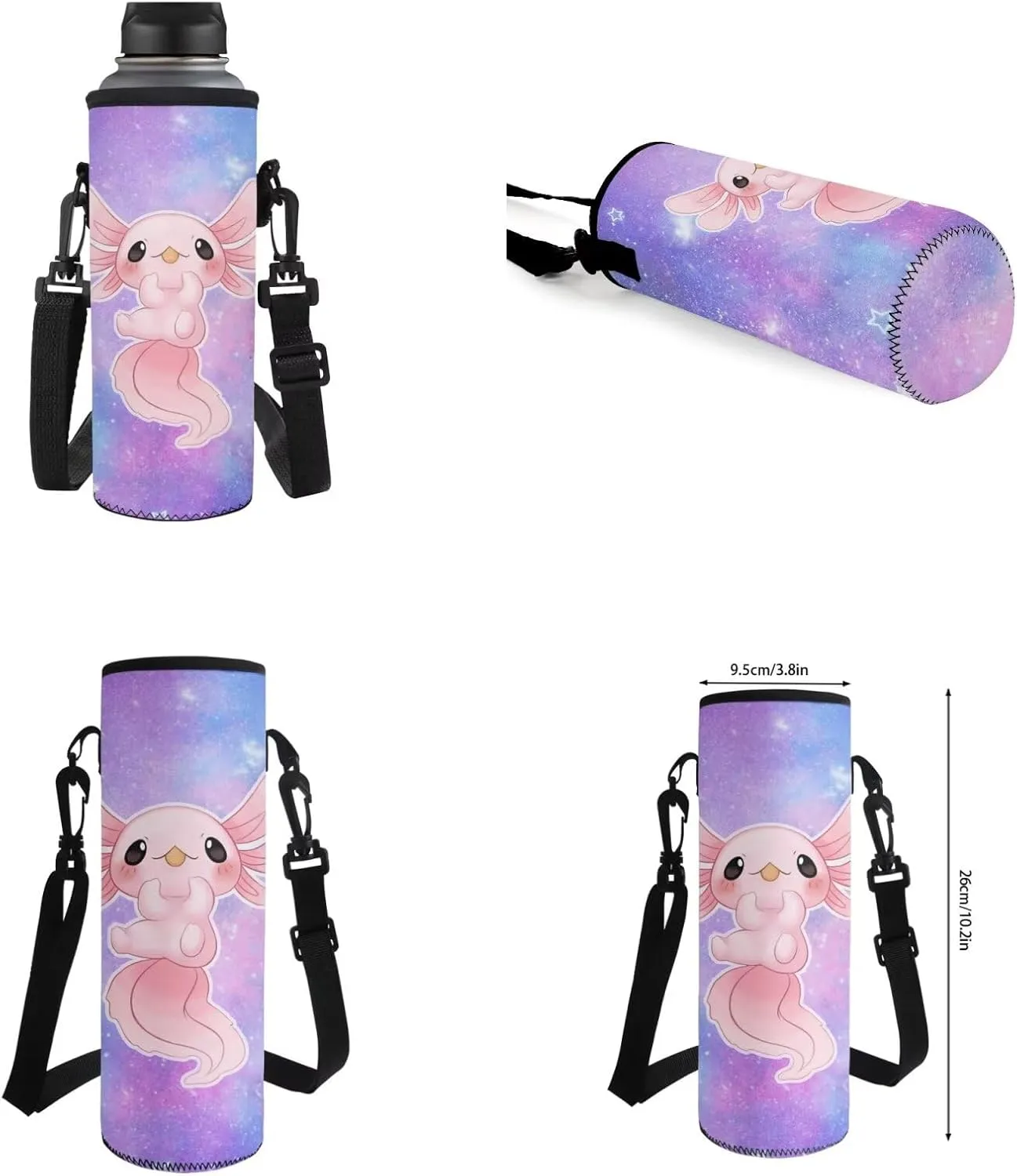 Ystardream School Bags for Girls 10-12 Axolotl Backpack With Lunch Box Pencil Case 4 Pcs Set Bookbag Laptop Backpack for Kids Boys Preschool Purple Galaxy