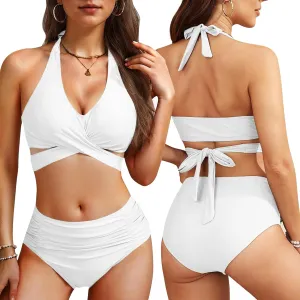 Zando High Waisted Swim Suits for Women 2025 Tummy Control Bikini Flattering 2 Piece Swimsuits for Curvy Women Bathing Suit