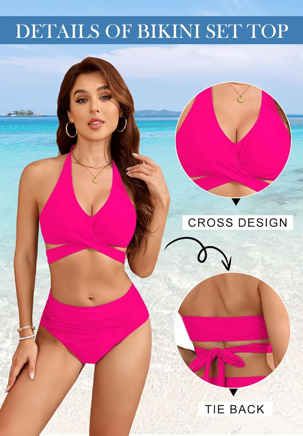 Zando High Waisted Swim Suits for Women 2025 Tummy Control Bikini Flattering 2 Piece Swimsuits for Curvy Women Bathing Suit