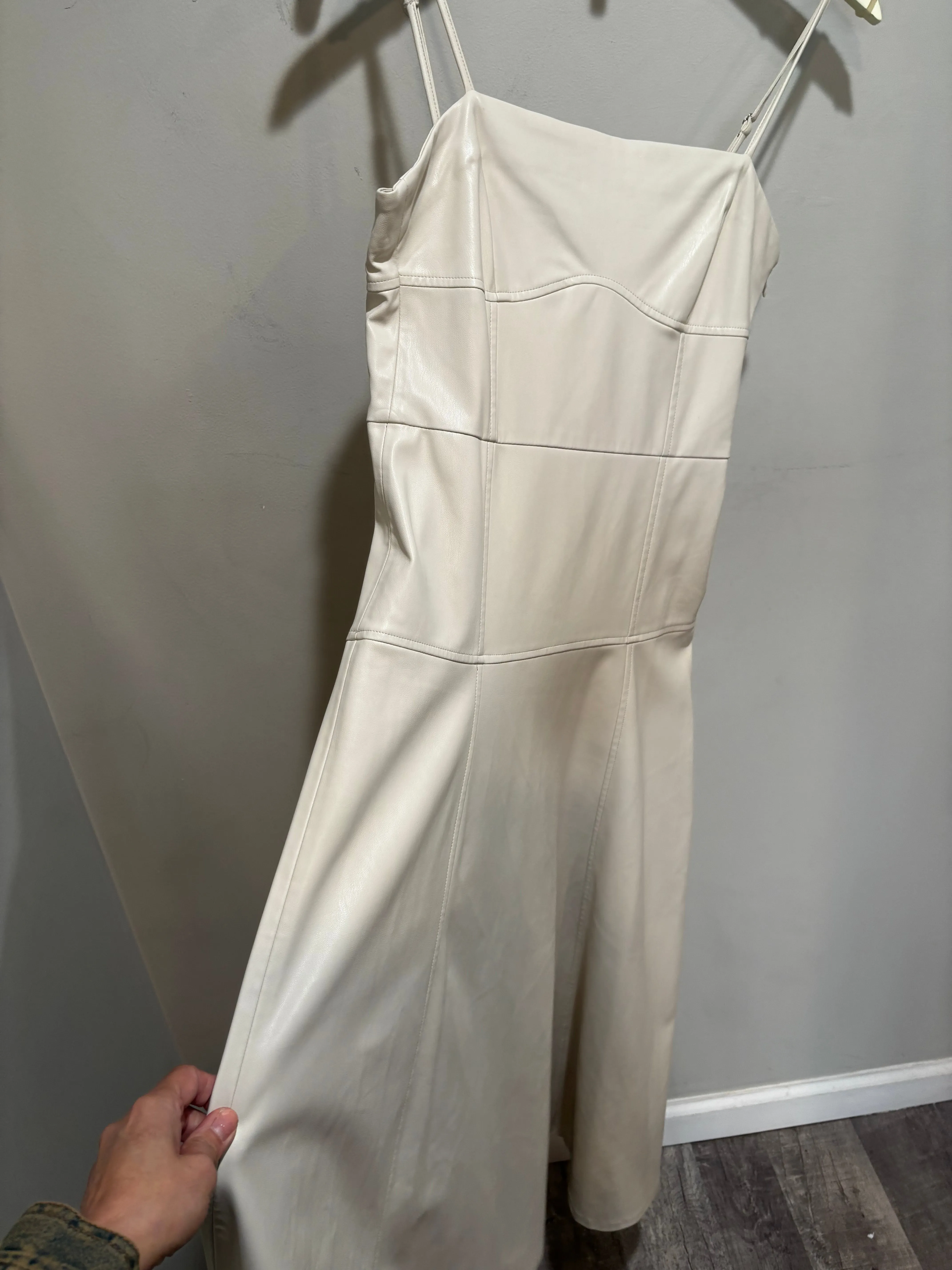 Zara Cream Faux Leather Maxi Dress