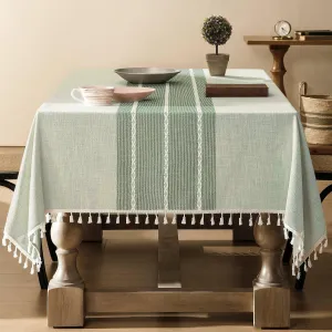 ZeeMart Contrast Linen Table Cloth Square Table Cloths 52x52 Inch Green, Farmhouse Style Heavy Weight Sage Green Tablecloth, Water Resistant Burlap Tablecloths ﻿