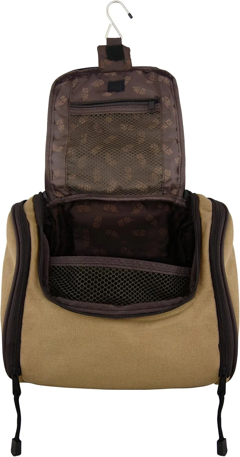 ZEP-PRO NCAA Mens Men's Hanging Canvas Concho Toiletry Bag, Khaki, One Size