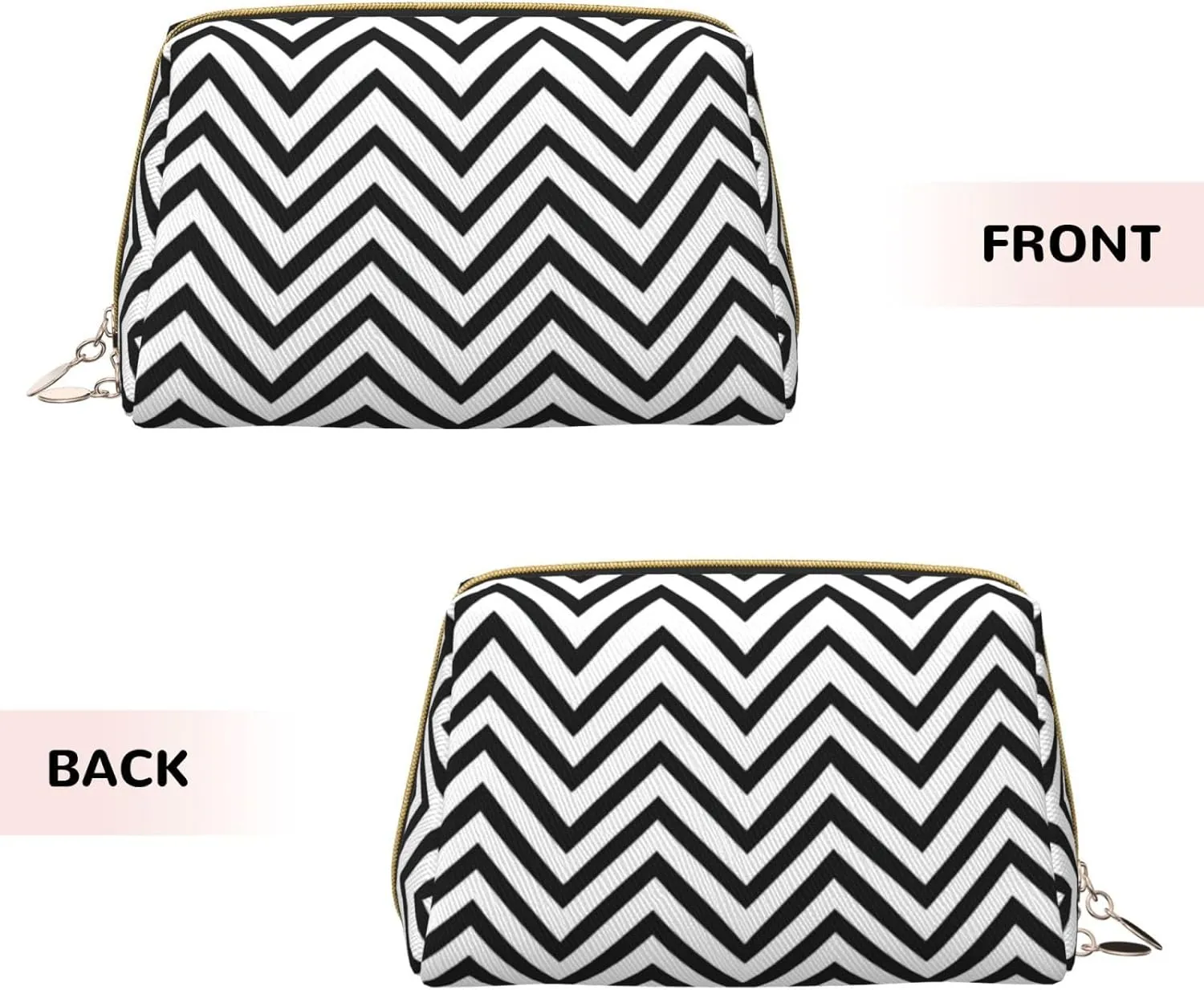 Zigzag Stripe Toiletry Pouch, Travel-Friendly Makeup Organizer For Makeup Brushes, Lipsticks