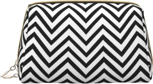 Zigzag Stripe Toiletry Pouch, Travel-Friendly Makeup Organizer For Makeup Brushes, Lipsticks
