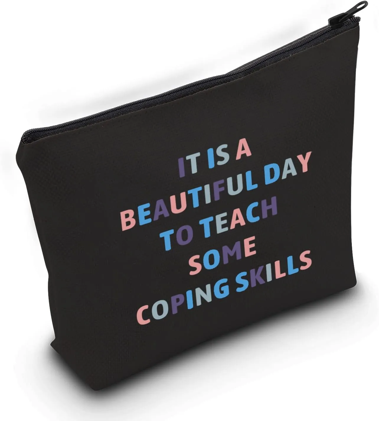 ZJXHPO Counselor Cosmetic Bag It Is Abeautiful Day To Teach Some Coping Skills Makeup Zipper Pouch Bag Counselor Inspire Gift (BL coping skills)